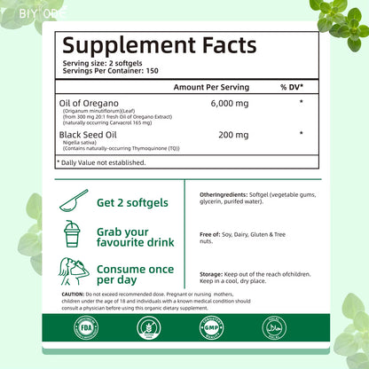 Softgel Capsules Oregano Oil Supplement for Immune Support