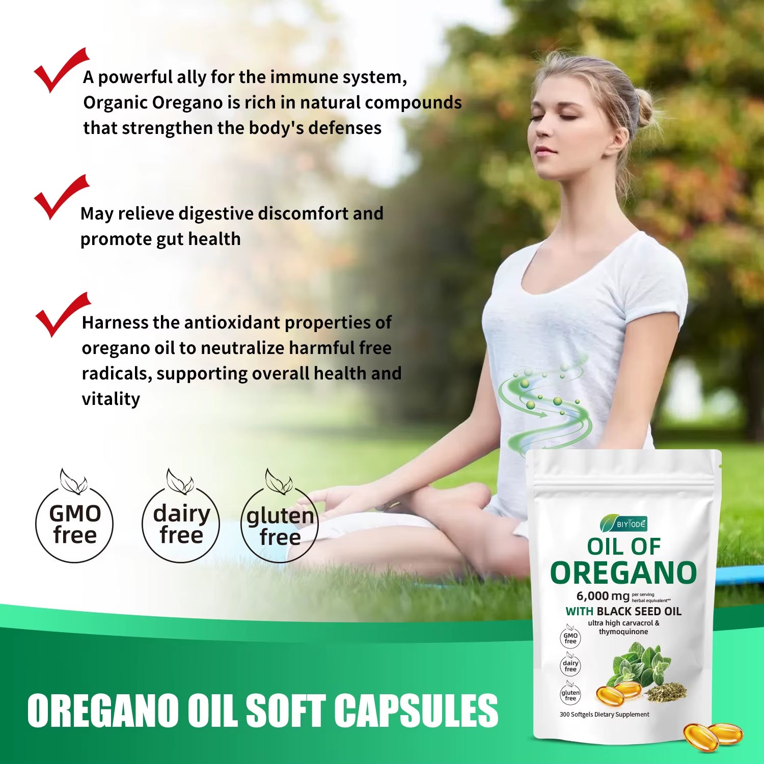 Softgel Capsules Oregano Oil Supplement for Immune Support