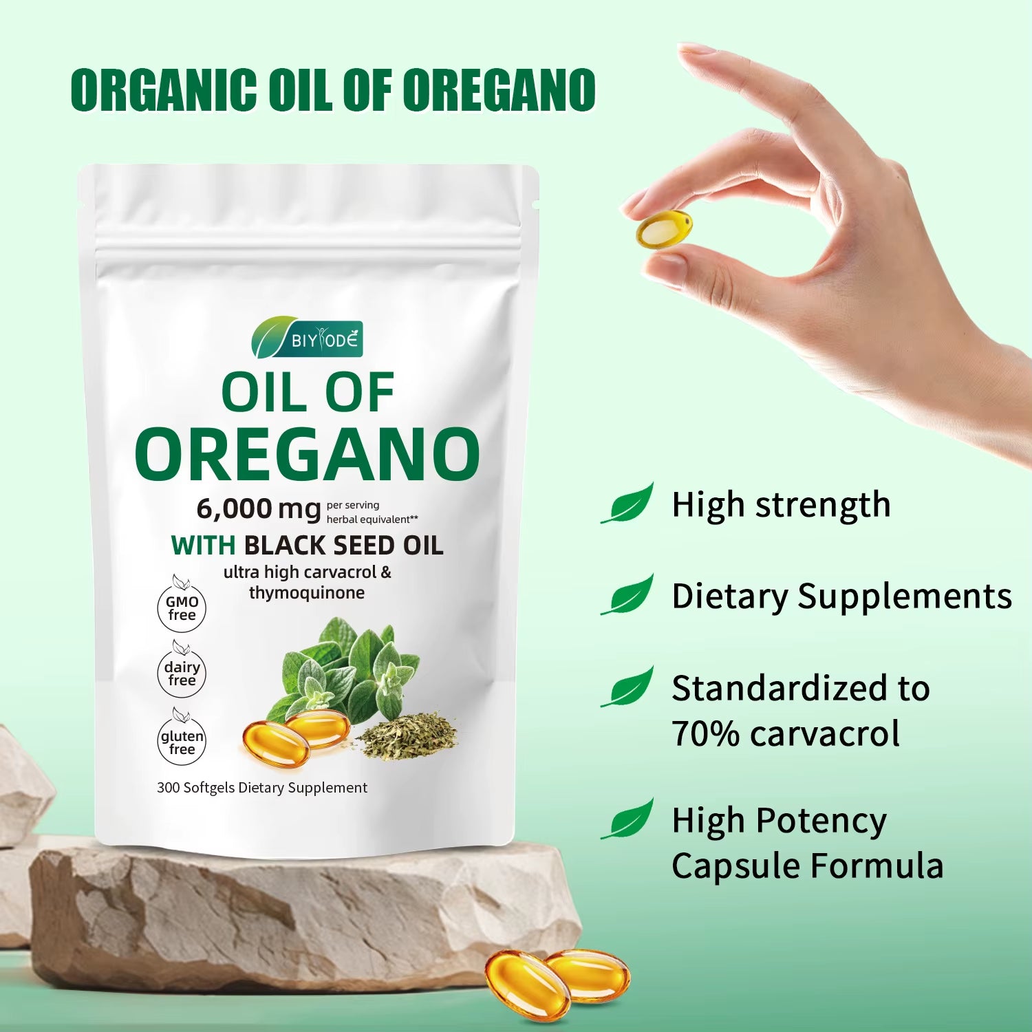 Softgel Capsules Oregano Oil Supplement for Immune Support
